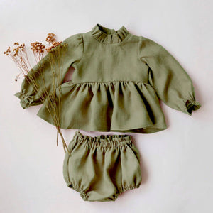 Linen blouse bloomer set